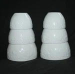 Set Of 3 Signature Home Grown White Stoneware Nesting Bowls (s, M, L) Embossed. Fixed Price $28.50.