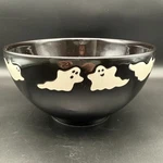Vintage Waechtersbach Halloween Black 9" Bowl With White Ghosts 4.5" Tall. Fixed Price $59.95.