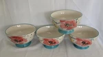 Set Of 4 Vintage Pioneer Woman Floral Turquoise Bloom Soup Cereal Bowls 6". Fixed Price $35.00.
