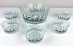Vtg. Frosted Glass White Calla Lily Salad Bowl Service Set. Fixed Price $32.99.