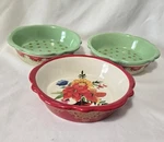 Pioneer Woman Mini Pie Or Casserole, Snack Dish Trinket Pet SET/3. Fixed Price $19.99.