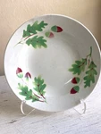 Vintage 30S Anfora Bowl Low Ceramic Acorn Motif Made Mexico Green Wine Pasta. Fixed Price $34.00.