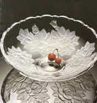Studio Nova Winter Rose Round Crystal Glass Centerpiece Bowl 12.5" Flowers. Fixed Price $33.00.