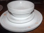 Corelle Apricot Grove 12 Piece Lot Dinner Plates Soup/cereal Bowls Dessert. Fixed Price $57.00.