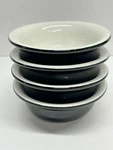 4 Vintage Hall Pottery Restaurant Ware 6" Black/white 392 Soup Cereal Bowls. Fixed Price $28.00.