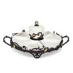 Gg Collection Gold Leaf Crudite Server With Handles. Fixed Price $268.95.