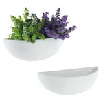 12-INCH Modern White Half-moon Ceramic Wall Mounted Planter Bowls Vase, Set Of. Fixed Price $42.99.