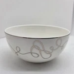 Mikasa Love Story Soup Cereal Bowl White With Platinum Design Porcelain 6". Fixed Price $19.97.