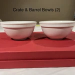 2 Crate & Barrel Culinary Arts Fruit Berry Bowl White Porcelain Stackable 5 3/8". Fixed Price $39.99.