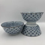 Set Of 3 Vintage Japanese Asanoha Star 6 Ramen Soup Rice Bowl Blue White. Fixed Price $49.99.