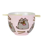 Enesco Pusheen By Our Name Is Mud Ramen Bowl And Chopsticks Set 4 Pink 18 Fluid. Fixed Price $49.02.