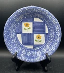 Vegetable Bowl Himark Spongeware Blue Yellow Flowers Discontinued "HIM9" Vintage. Fixed Price $22.00.