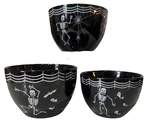 Skeleton & Spider Web Nesting Bowl Set Of 3 Black Ceramic Halloween Goth. Fixed Price $28.99.