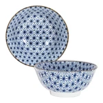 Japanese Soup Noodle Rice Bowl 6"D Porcelain Blue Asanoha Made. Fixed Price $18.95.