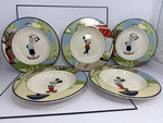 Set Of 5 Disney Direct Abstract Design Characters Soup Rim Bowls Plates Mickey. Fixed Price $64.99.