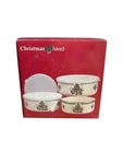 Nikko Happy Holidays 3-PIECE Christmas/xmas Mixing Storage Bowl Set W/lids Nib. Fixed Price $24.95.