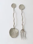 Michael Aram Salad Utensils Set Leaf Double Handle Spoon Fork Rare Signed Art. Fixed Price $31.00.