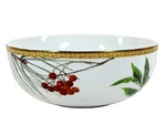 St. Nicholas Square Holiday Laurel 20OZ Soup 6" Bowl Holly Berry Pine Cone Gold. Fixed Price $12.95.