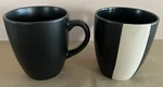 Gourmet Basics By Mikasa Bamboo Black Stoneware Coffee Mugs HA250 - Set. Fixed Price $18.00.