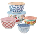 Pioneer Woman Ten (10) Piece Mixing Bowl Set Melamine Brilliant Blooms. Fixed Price $52.00.