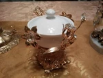 Matashi Goldplated Ornate Sugar Bowl With Genuine Crystal Buds And Flowers!. Fixed Price $24.50.