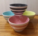 Thirty-one Get The Scoop Ice Cream Bowl Set Ceramic New 4X2.5 Multi Color Stripe. Fixed Price $30.00.