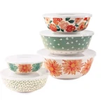 Ten (10) Pc. Nesting Bowl Set Melamine Cream Multi-colored HV0215-510CR. Fixed Price $52.00.