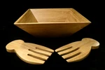 Benevolence Solid Bamboo Salad Bowl W/matching Hands BV-580. Fixed Price $22.00.