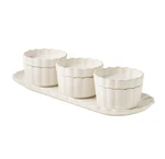 7 Piece Stoneware Bowl Set With Lids & Tray Cream Kitchen Food Storage. Fixed Price $48.99.