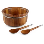 Nambe Braid Salad Bowl, 3 Piece Set 11-INCH With Serving Utensils. Fixed Price $159.99.