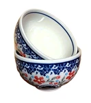2) Boleslawiec Polish Pottery Dessert Fruit Bowl Set X Flower Red 4.5" Nwt. Fixed Price $24.99.