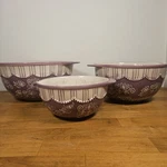 Temptations By Tara Old World Floral Lace Spring Purple Nesting Bowls Set Of 3. Fixed Price $79.99.