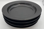 Creative Co-op 10" Round Stoneware Rimmed Plates Reactive Glaze Black Set Of 4. Fixed Price $39.99.