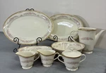 Lenox Chesapeake 9 Piece Serving Set Gold Trim Platters, Bowls, Tea Fs Chrty. Fixed Price $200.00.
