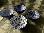 Set Of Ikea Entusiasm Blue & White 4.5 Bowls Porcelain. Fixed Price $22.50.