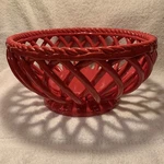 Espana Lifestyles Pottery Red Glossy Basket Weave Lattice Bread/fruit/decor Bowl. Fixed Price $15.00.