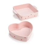 2-PIECE Ceramic Nonstick Baking &casserole Dish Set,square And Heart-shaped,pink. Fixed Price $69.96.