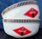 Coca-cola Gibson Bowl Set Of Checkerboard Rim 2003 Ceramic 6. Fixed Price $24.95.