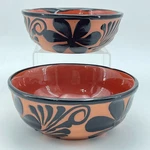Mexican Clay Bowls Set Of 2 Black Floral Terracotta Handmade Kitchen New 6.5IN. Fixed Price $49.99.