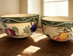 Vintage 2PC Casa Vero By Ack Hand-painted Grape/apple/pear Pattern Bowls Fruit. Fixed Price $25.00.