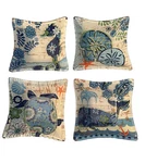 Square Glass Bowls Sea Life Designs Set Of 4 By Prima Teal Modern Beach Themed. Fixed Price $22.87.