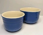 Vintage Oxford Stoneware Pottery Set Nesting Bowls Blue 3" & 2.75" Mcm. Fixed Price $25.00.