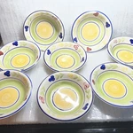 Gibson Villa Flora Design 8-1/2 Bowls Set Of Flowers Fruit Hand-painted. Fixed Price $119.95.