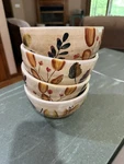 Home Trends Shadowwood 6 1/2" Soup Cereal Bowls Set Of 4 Leaves Stoneware Euc. Fixed Price $40.00.
