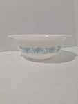 Vintage Glasbake J-2355 Mixing Bowl W/ Aqua Flowers Usa Blue Thistle. Fixed Price $20.00.