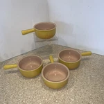 Creuset French Onion Soup Bowl W/handle Stoneware - Rare Yellow Of 4. Fixed Price $89.00.