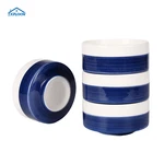10 Oz Whiteblue Ceramic Bowls - Set Of 4 Microwave & Dishwasher Safe. Fixed Price $25.10.