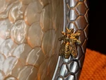 Julia Knight Queen Bee Pedestal Bowl 13INCH Toffee/silver Great Condition. Fixed Price $65.00.