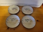4 Vintage Mascot China 7.5" Bowls W/ Gold Trim & Textured Pattern NA-1011. Fixed Price $49.99.