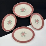 Vintage Villeroy & Boch Pink Rose Set Of (4) 8 1/2 Oval Plates Band VIL9. Fixed Price $22.95.